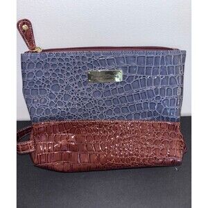 Samantha Brown Toiletry Bag Faux Croc print Brown Gray